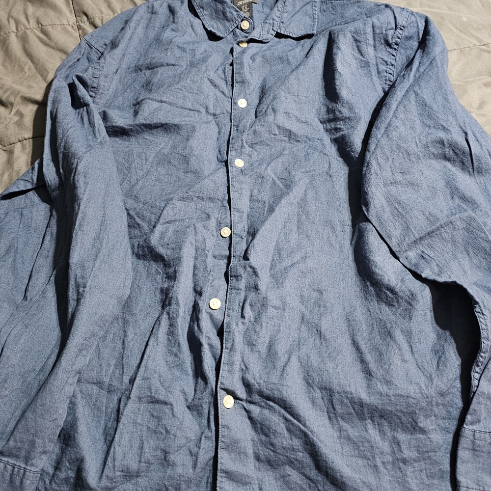 H&M Navy Shirt with White Button